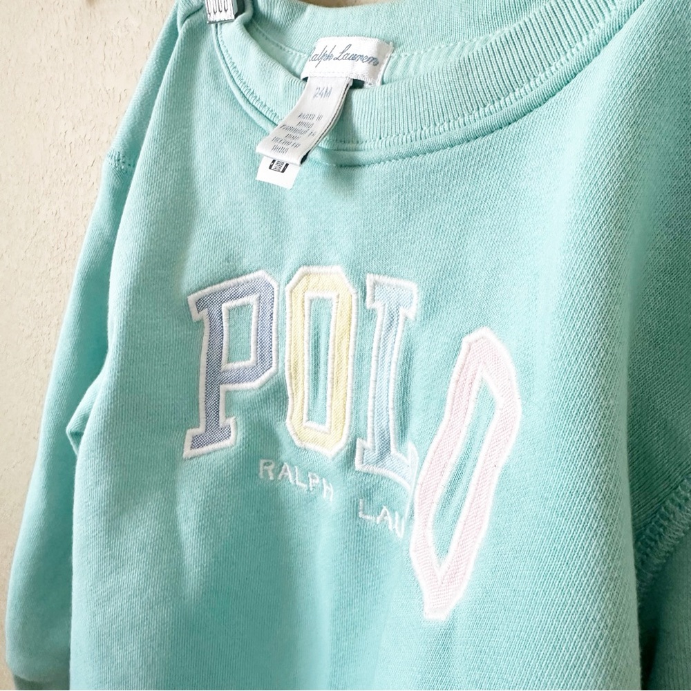 Ralph Lauren Logo French Terry Matching Sweatshirt and Sweatpants 24 Months - Picture 9 of 10
